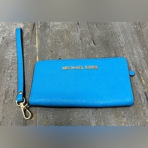 Michael Kors, vibrant blue, smart, phone wristlet- pre-owned